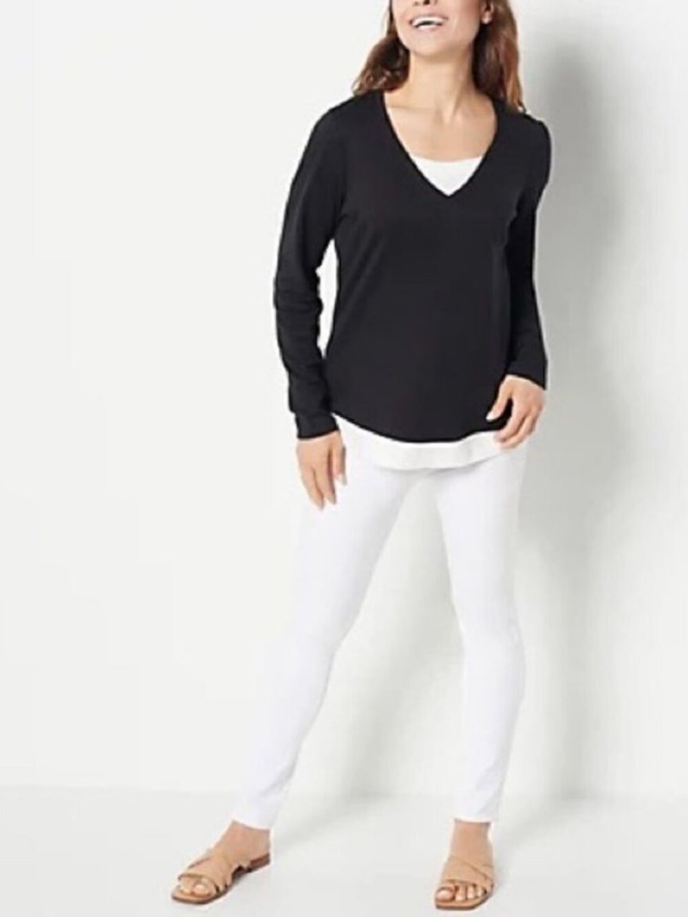 Isaac Mizrahi Live! Essentials Pima Cotton Layered Look Top